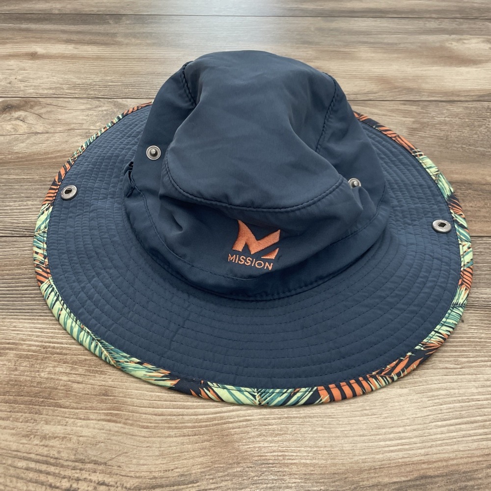 Mission Instant Cooling Bucket Hat Blue Floral UPF 50 Sun Protection Mens OS